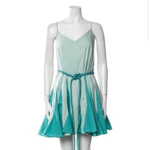 Rhode Blue Colorblock Ruffle Tie Dress